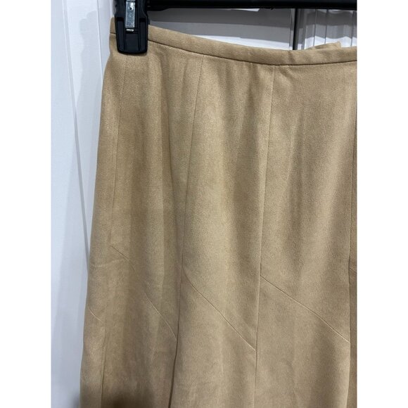 Talbots Petites Stretch Beige Faux Suede A-Line Skirt Size 6 Classic Workwear - Picture 3 of 8